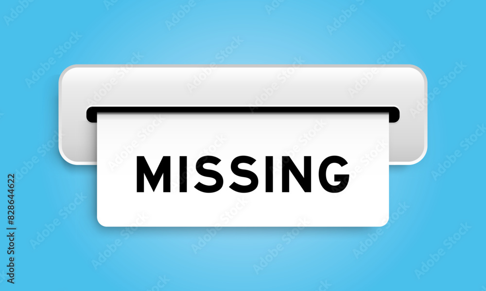 White coupon banner with word missing from machine on blue color background White coupon banner with word missing from machine on blue color background