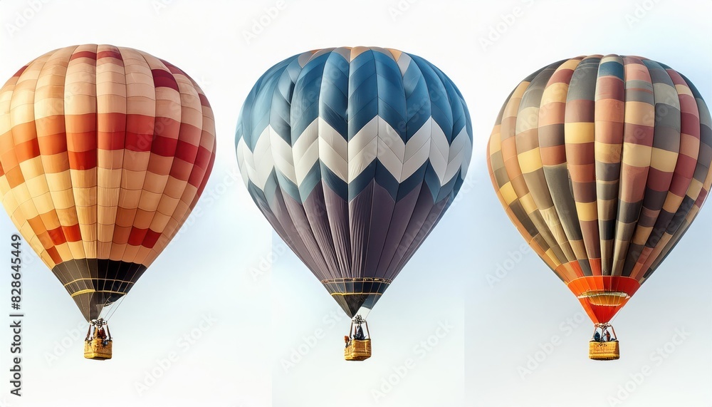 Fototapeta premium Set of colorful hot air balloons isolated on white background 