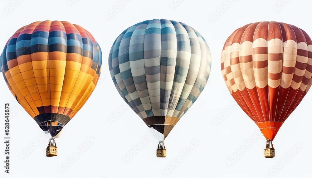 Set of colorful hot air balloons isolated on white background 