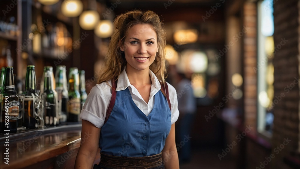 A beautiful and confident bar waitress A beautiful and confident bar waitress