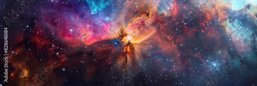 Galaxy Space background. Colorful nebula with star field. Astrology