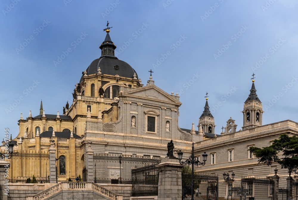 view of the Almudena Cathedral near the Royal Palace in downtown Madrid view of the Almudena Cathedral near the Royal Palace in downtown Madrid