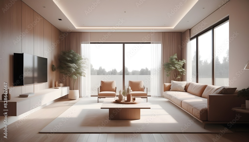 Fototapeta premium Photo modern style conceptual interior room 3d illustration