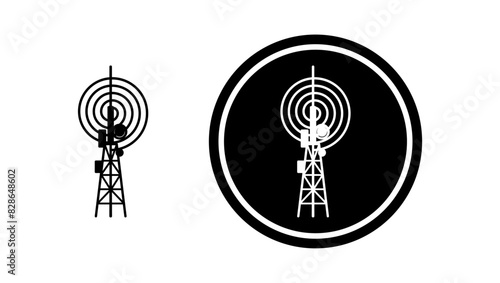 Cell Tower, black isolated silhouette