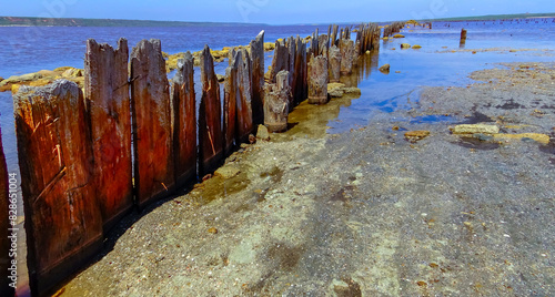 Wooden remains of salt pools, salt mining in the 18th century photo