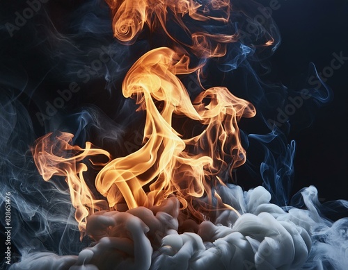 Wallpaper fire lames smoke vibrant modern photo