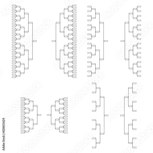 Set of Bracket sport tournament, blank elimination event sign, playoff match vector illustration