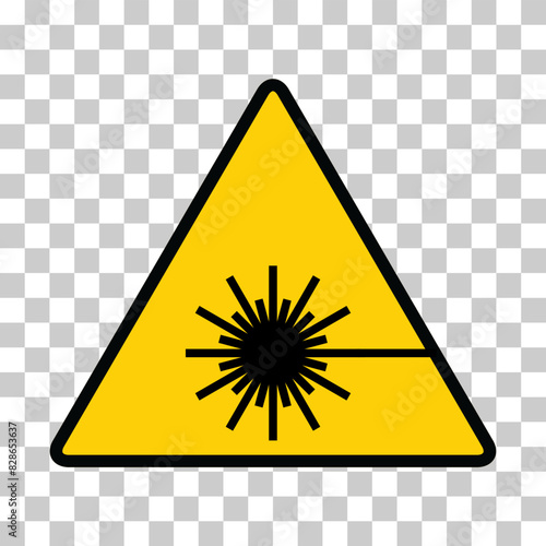 Laser radiation danger label icon, safety protection information symbol vector illustration