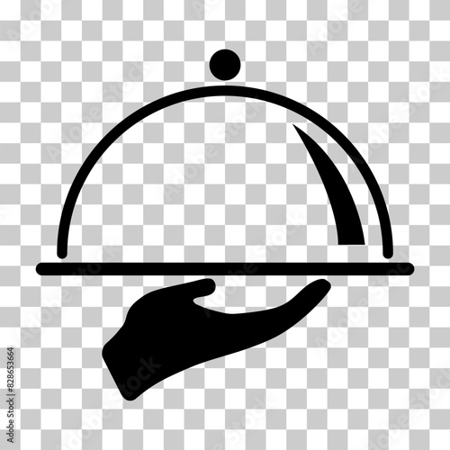Waiter tray icon, dish menu restaurant web symbol, lunch design vector illustration