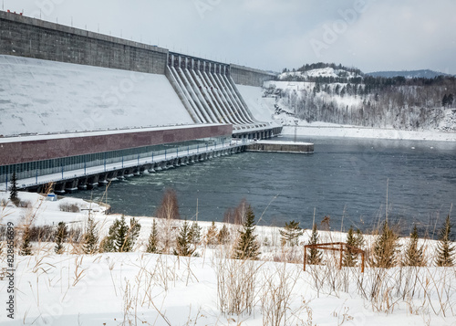 The Ust-Ilimsk Hydroelectric Power Station (Ust-Ilimsk HPS), Ust-Ilimsk, Irkutsk region Siberia Russia. Large hydroelectric power station on the Angara River. It’s the third dam on the Angara cascades
