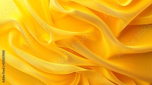 Golden yellow silk fabric with smooth folds. Soft and shiny fabric.