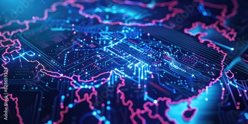 High-Tech Circuit Board with Glowing Connections