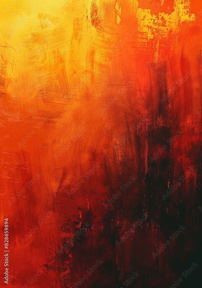 Crimson and Golden Hues in Abstract Art