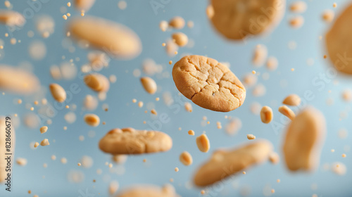 Peanut Butter Cookies Against Light Blue Background