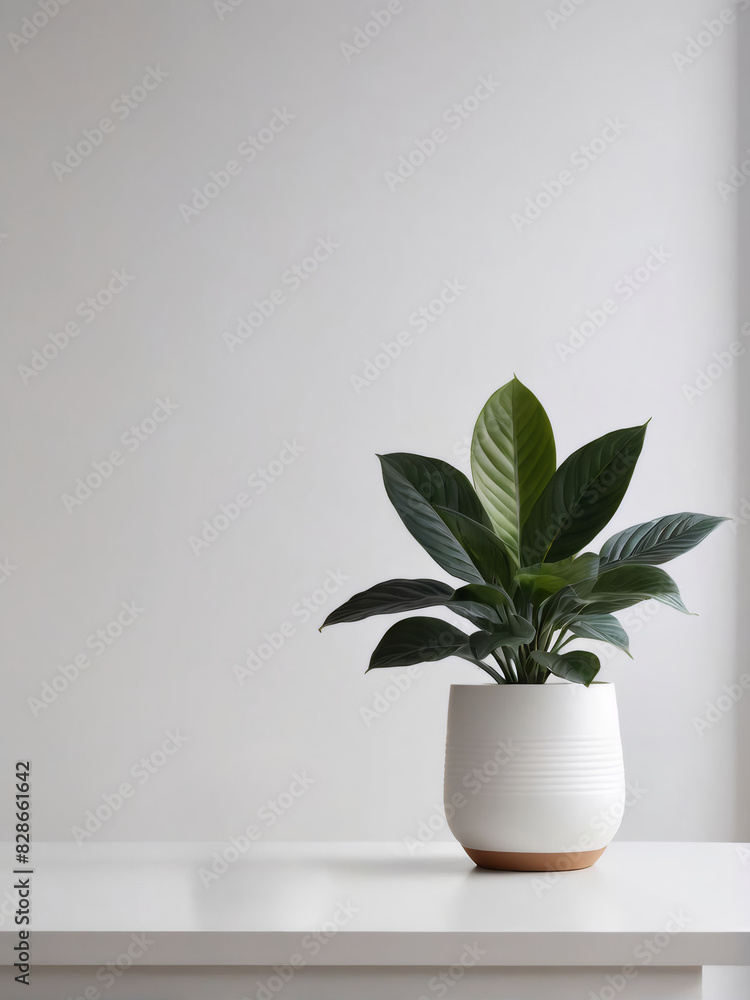 A serene tableau of modern Scandinavian design, featuring a potted plant and ceramic vase against a backdrop of pristine white. A serene tableau of modern Scandinavian design, featuring a potted plant and ceramic vase against a backdrop of pristine white.