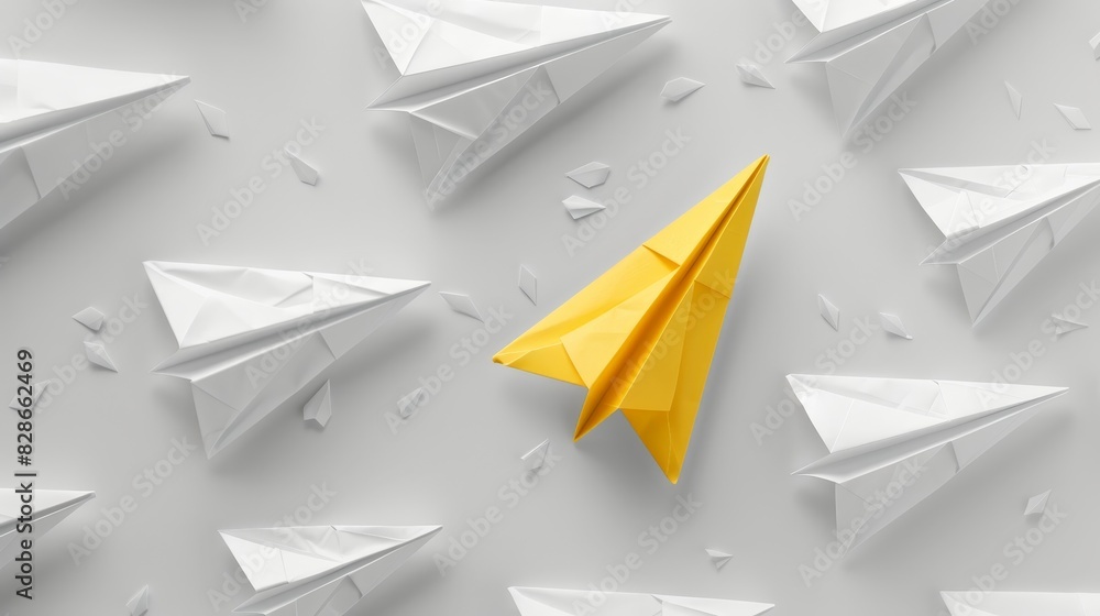 Group of paper planes in one direction Group of paper planes in one direction