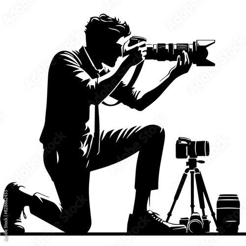 "PHOTOGRAPHER" best vector silhouette on isolated white background.