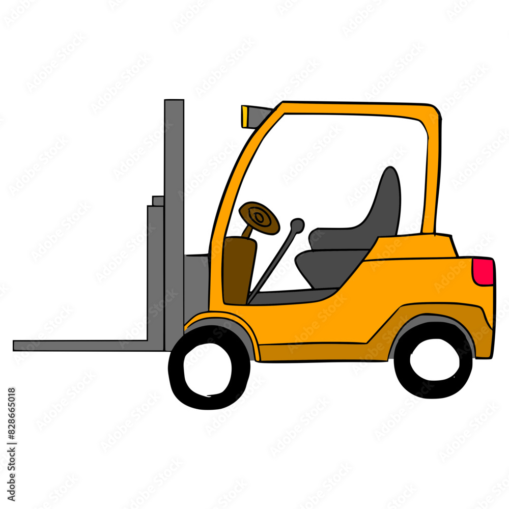 forklift illustration hand drawn isolated vector