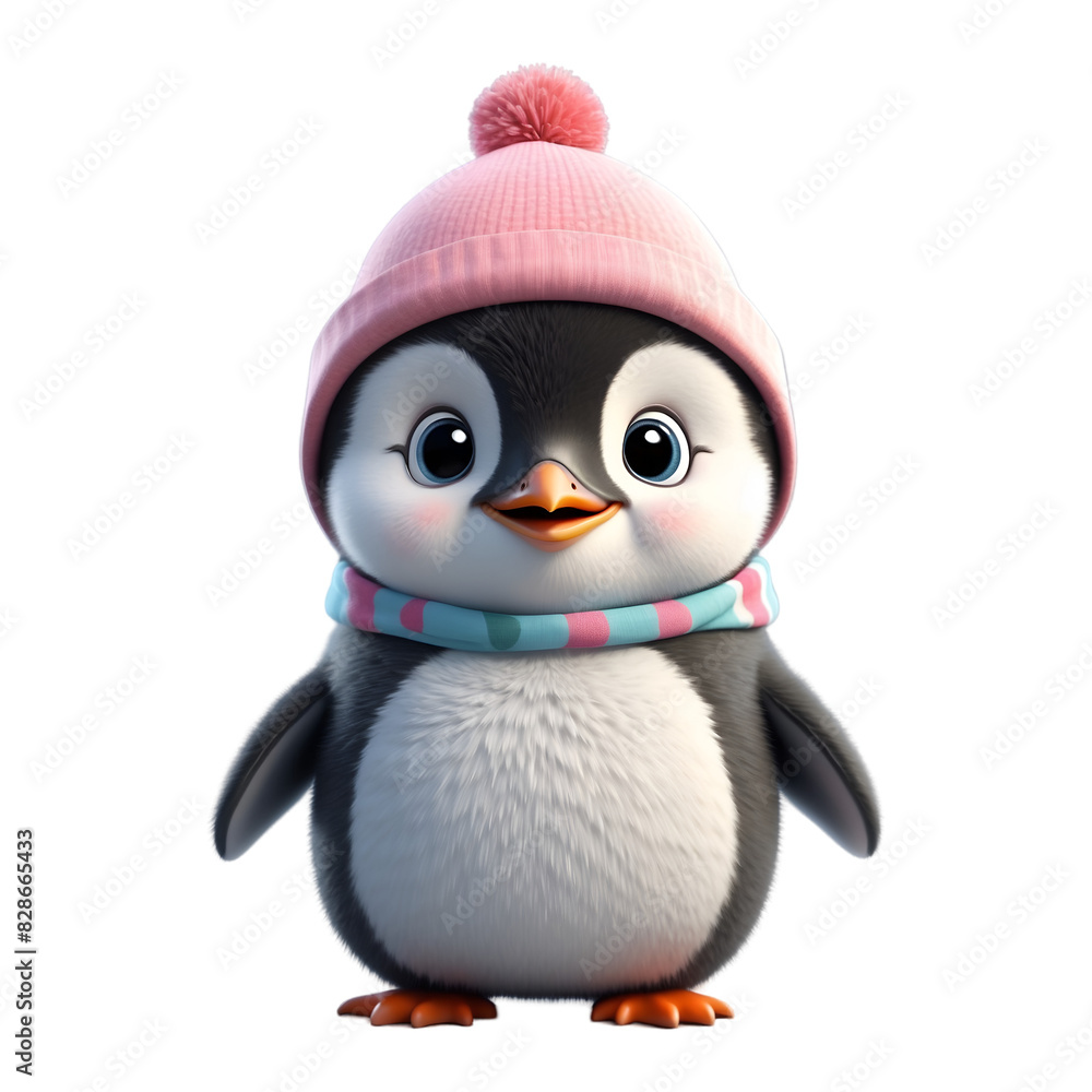 Fototapeta premium 3d penguin in winter clothes