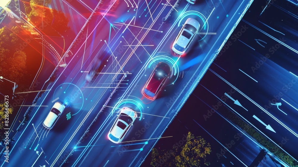 Futuristic car with advanced sensor technology on roof, showcasing modern design and self driving capabilities for autonomous driving Futuristic car with advanced sensor technology on roof, showcasing modern design and self driving capabilities for autonomous driving