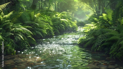 leafy green fern background. 