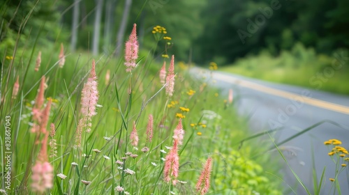 Roadside poa grasses that bloom every year photo