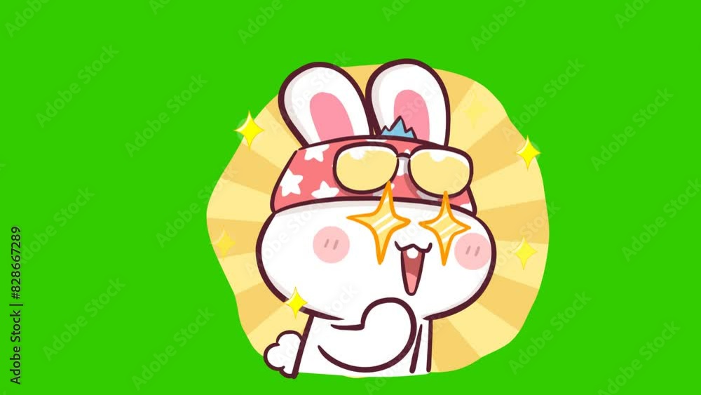 Animated Rabbit with Glowing Eyes - Green Screen Animated Rabbit with Glowing Eyes - Green Screen