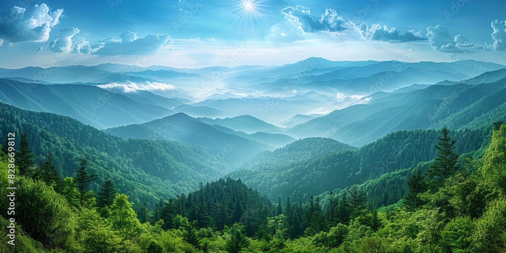 Great Smoky Mountains in Tennessee USA skyline panoramic view