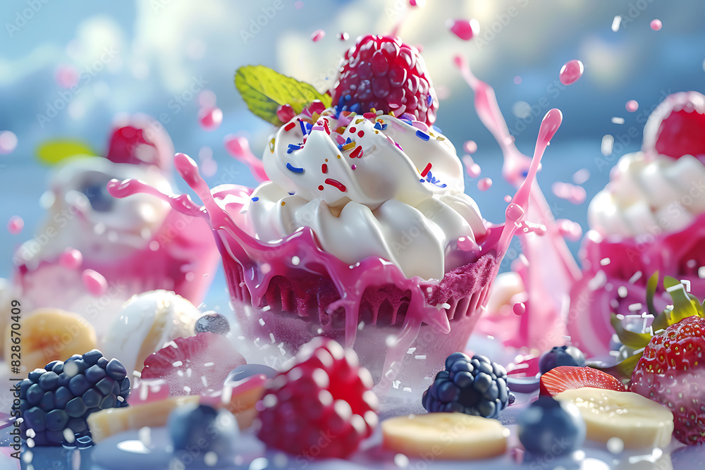 delicious summer ice cream with berry delicious summer ice cream with berry