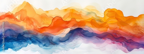 A watercolor painting depicting the fluidity and movement of neat lines. photo