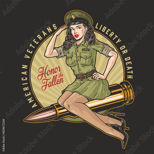 American veterans vintage sticker colorful