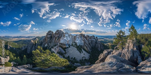 Mount Rushmore in South Dakota USA skyline panoramic view