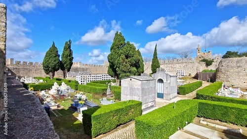 Castle and Igreja Matriz cemetery in Santiago do Cacem, Alentejo in Portugal photo