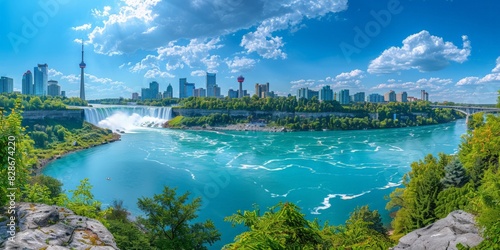 Niagara Falls in Ontario Canada skyline panoramic view