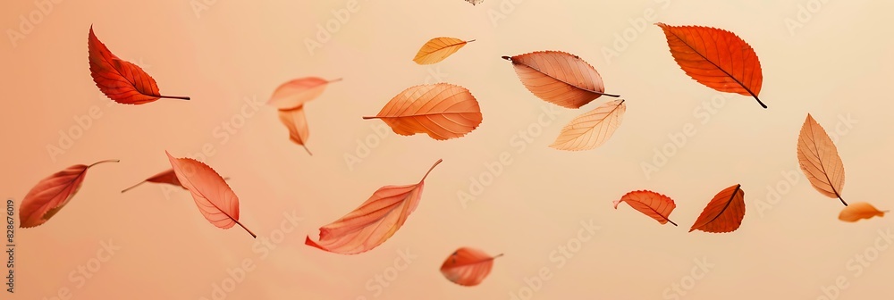 levitation autumn leaves isolated on yellow background levitation autumn leaves isolated on yellow background