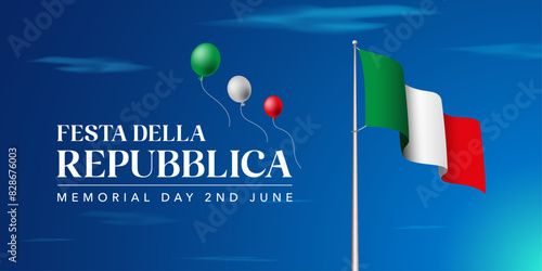Italy National Day banner design. Italy flag. Memorial Day background. Vector Illustration. Celebrate National Day Banner. Template.