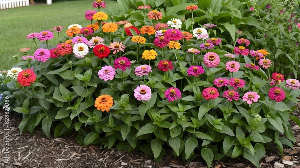 Zinnias' Vibrant Summer-Long Blooming Spectacle in a Garden Bed