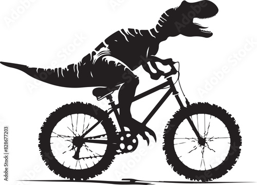 dinosaur on bicycle silhouette