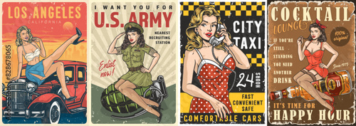 American girls colorful set poster