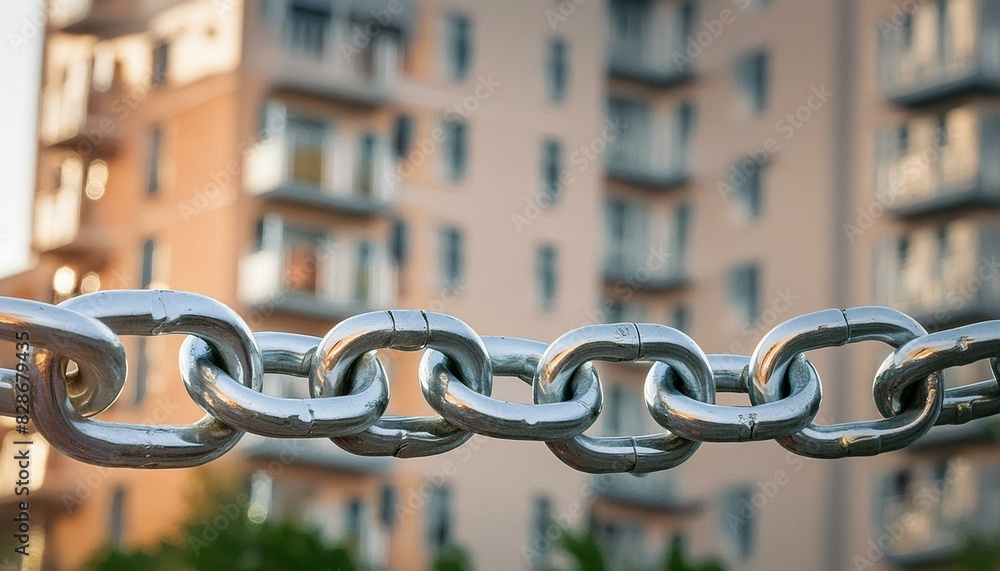 Naklejka premium blockchain chain and block of flats