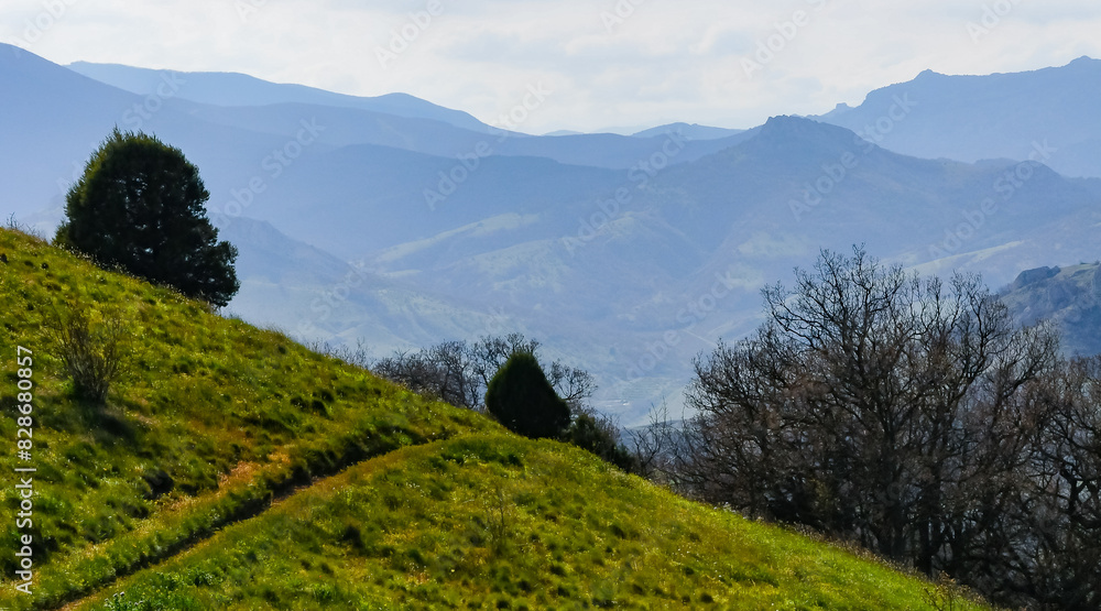 Naklejka premium Kara-Dag, view of the mountains of the ancient volcano Karadag
