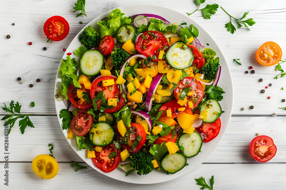 fresh summer green vegetable salad of tomatoes and cucumbers fresh summer green vegetable salad of tomatoes and cucumbers