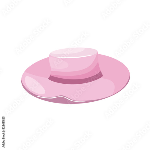 Beach summer hat with wide brim. Summer vacation, beach holidays, leasure time. Isolated vector hand drawn illustration