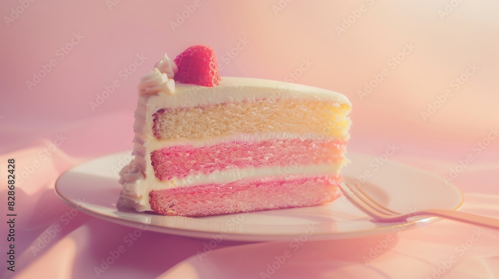 Cake photography, soft colors, soft light, light tones, simple scene, background is pale yellow to pink gradient Cake photography, soft colors, soft light, light tones, simple scene, background is pale yellow to pink gradient
