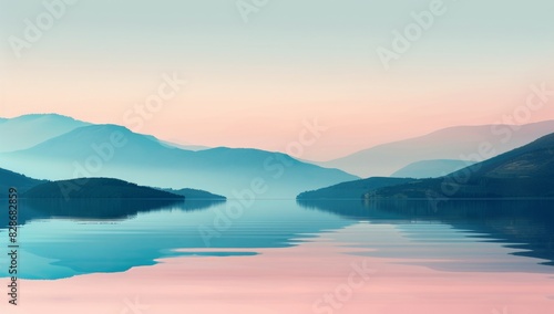 minimalist, clean, digital art background of mountains in the distance © SH Design