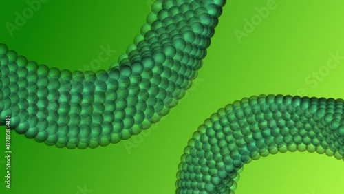 Abstract 3d twisted rotated looped shape torus hellix snake made from sphere molecules with gradient background photo