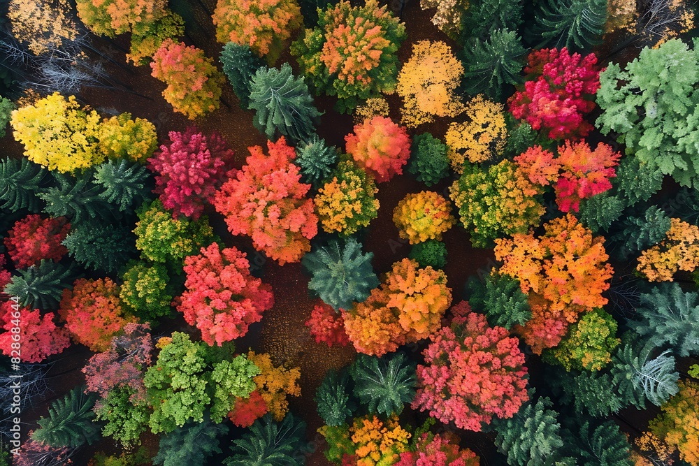 autumn landscape with yellow green and red trees autumn landscape with yellow green and red trees