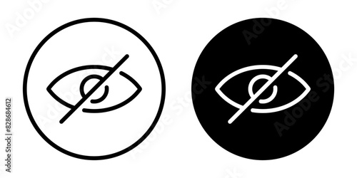 Sensitive content, hide icon on black circle. Social media violence post concept