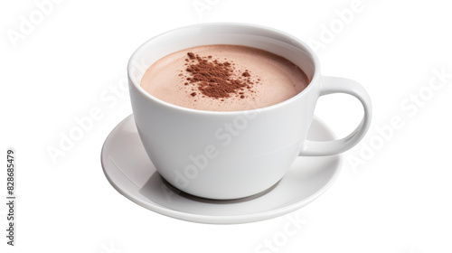 Hot Chocolate on white isolated on clear png background and transparent background. food drink and dessert concept for cafe and restaurent, AI generative.