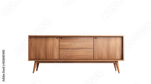modern wooden cabinet Interior design concept furniture for living isolated on clear png background and transparent background, AI generative. 